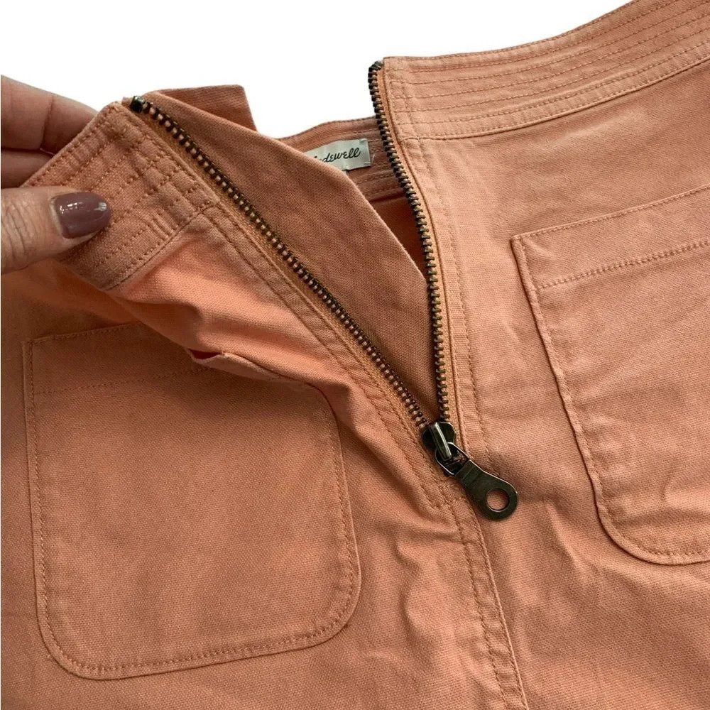 Madewell Peachy Pink A-line Zip Patch Pocket Frayed Hem Denim Mini Skirt, Size 4 - Picture 3 of 7